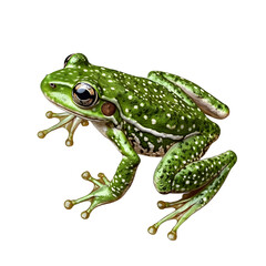 Obraz premium Vibrant Green Clicking Frog with Silver Spots - Exotic Wildlife Close-up Shot