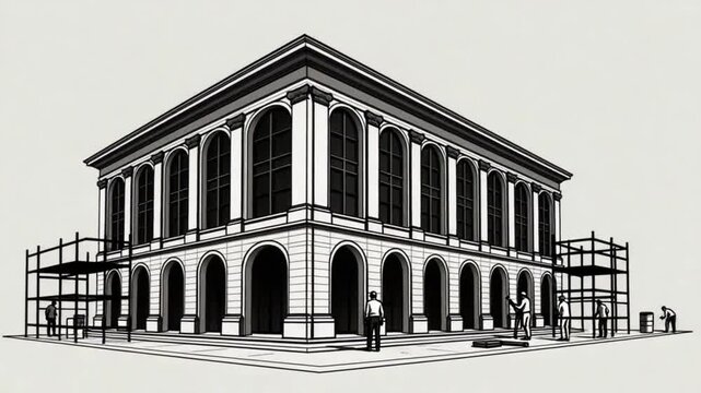 Building under construction illustration