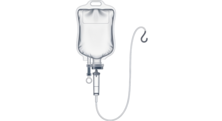 Isolated IV drip infusion bag for intravenous therapy, saline solution bag with tubing