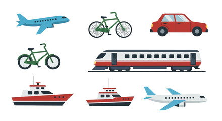 Vector Set of Various Transportation Modes and Vehicles.