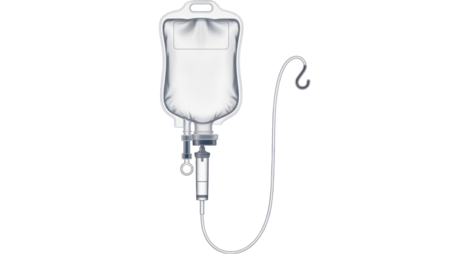 Isolated IV drip infusion bag for intravenous therapy, saline solution bag with tubing