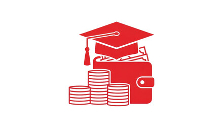 Isolated vector illustration, investment in education, scholarship, graduation, money