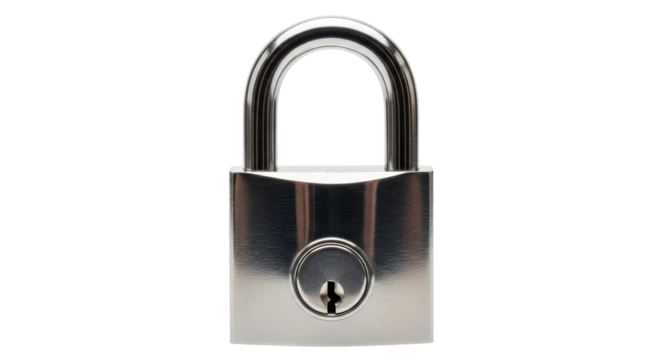 Isolated padlock security concept for secure safety, lock protection and metal lock with shackle