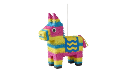Isolated donkey piñata hanging toy traditional Mexican party decoration fun game holiday