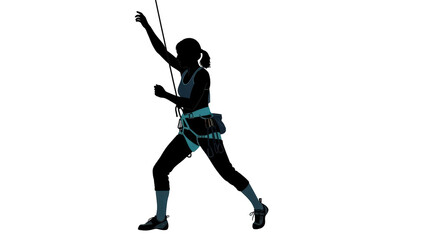 Isolated Silhouette of a Female Rock Climber