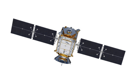 Isolated Satellite with Solar Panels, Spacecraft Power Generation for Communication and Imaging © Fernando