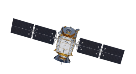 Isolated Satellite with Solar Panels, Spacecraft Power Generation for Communication and Imaging