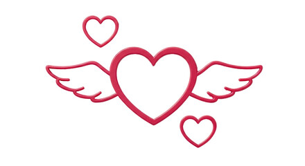 Isolated heart with wings and two smaller hearts – love symbol and sign of Valentine's Day