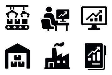 Black Production Icons Grid