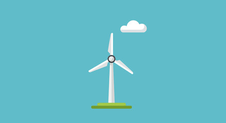Wind Turbine Generating Clean Energy with a Cloud in the Sky.