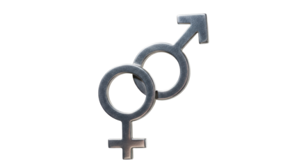 Isolated Interlocked male and female symbols, concept of gender equality and love. Shot on studio