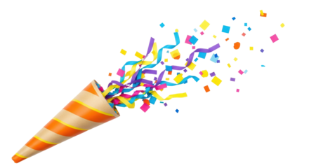 Isolated Party Popper with Confetti