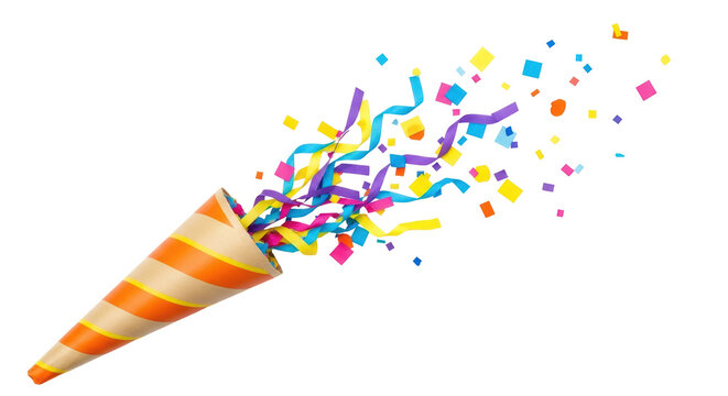 Isolated Party Popper with Confetti