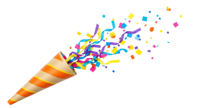 Isolated Party Popper with Confetti