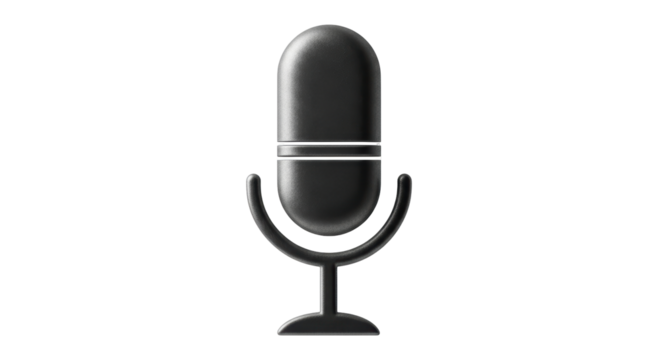 Isolated icon of a retro microphone, studio recording equipment for vocals or podcast