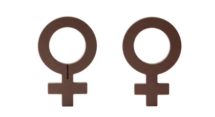 Isolated Pair of female gender symbols, feminism concept, fertility or reproductive rights sign