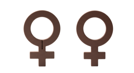Isolated Pair of female gender symbols, feminism concept, fertility or reproductive rights sign