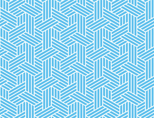 Abstract geometric pattern with stripes, lines. Seamless vector background. White and blue ornament. Simple lattice graphic design
