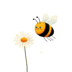 Cheerful cartoon bee and flower illustration in vibrant colors