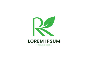 Modern minimalist green leaf letter r logo design for eco-friendly businesses and nature brands