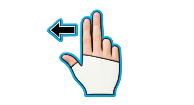 Isolated hand gesture icon with left arrow sign for swiping, touchscreen, and user experience