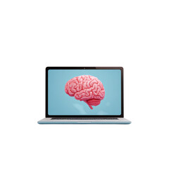 Human Brain Diagram on Laptop Screen in Minimalistic Setting