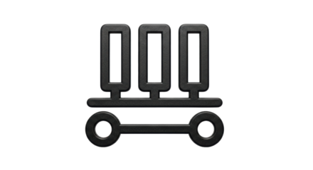 Isolated icon of three containers on a flatbed trolley representing shipping and moving