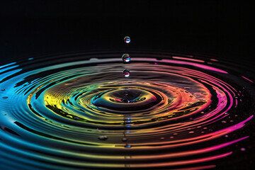 カラフルな水の波紋