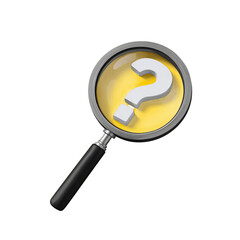 Magnifying Glass Over Yellow Background with Question Mark Symbol