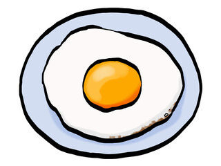 目玉焼きのイラスト （筆タッチ・卵料理） シンプル / Fried Egg Illustration in Brush Style