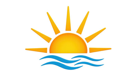 Isolated sunny sunrise over wavy sea, peaceful vacation destination and summer tourism scene