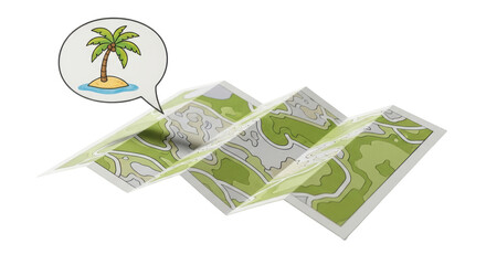 Isolated tourist map indicates a resort, represents travel destination concept close up