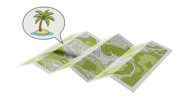 Isolated tourist map indicates a resort, represents travel destination concept close up