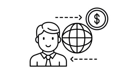 Isolated global business investment, businessman, finance economy and international money trade