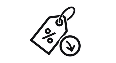 Isolated Icon showing price discount on a tag with percentage sale, retail price drop concept