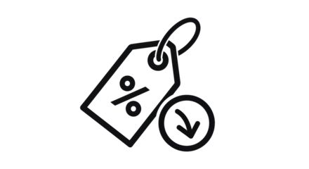 Isolated Icon showing price discount on a tag with percentage sale, retail price drop concept