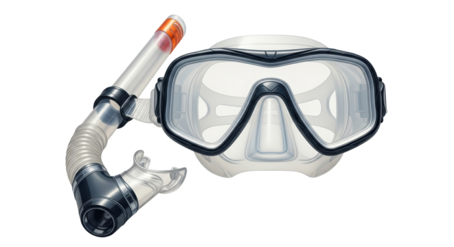 Isolated dive mask and snorkel, equipment for scuba diving or snorkeling for underwater sports