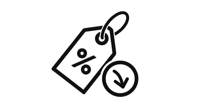 Isolated Icon showing price discount on a tag with percentage sale, retail price drop concept - Powered by Adobe