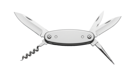 Isolated Pocket knife with multiple tools open, a useful portable multipurpose device