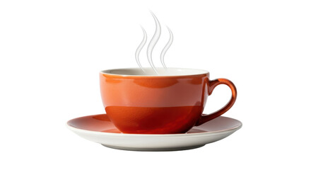 Isolated Orange Cup of Steaming Coffee