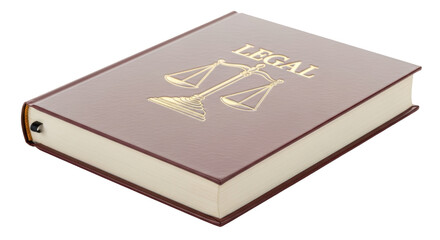 Isolated law book showing scales of justice and text for legal advice services book cover
