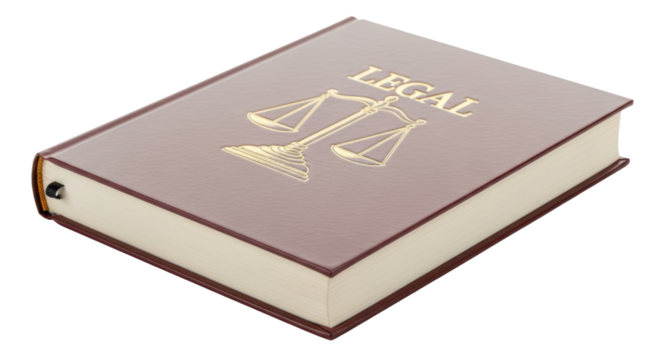 Isolated law book showing scales of justice and text for legal advice services book cover - Powered by Adobe