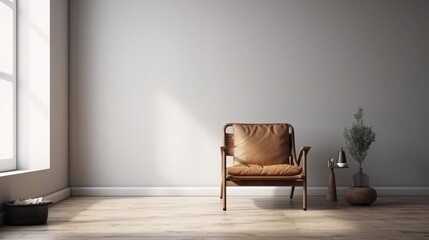 Modern minimalist room with a single chair