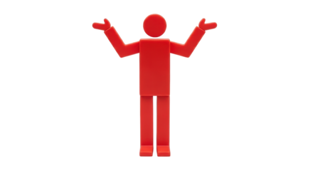 Isolated Red Stick Figure Shrugging