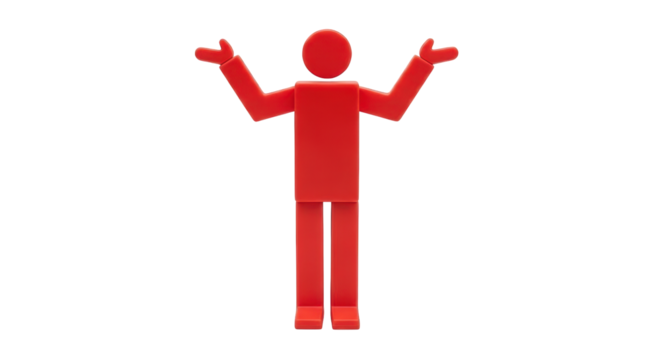Isolated Red Stick Figure Shrugging - Powered by Adobe