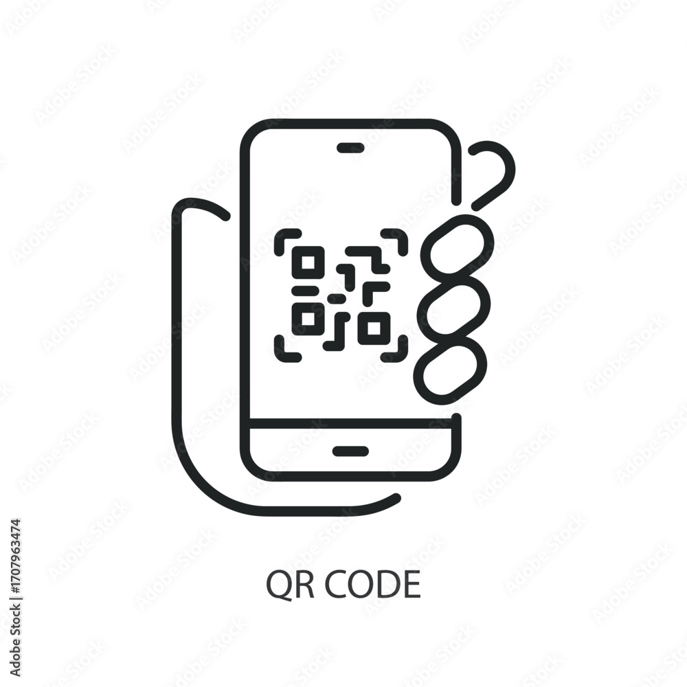 Poster qr code thin line vector icons.