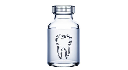 Isolated bottle of mouthwash with tooth outline for dental healthcare or oral hygiene