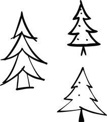 Christmas tree icons File, Hand drawn tree File, Simple pine tree icons