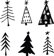 Christmas tree icons File, Hand drawn tree File, Simple pine tree icons