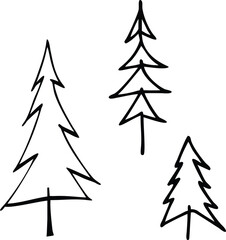 Christmas tree icons File, Hand drawn tree File, Simple pine tree icons